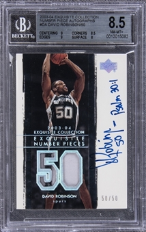 2003-04 UD "Exquisite Collection" Number Piece Autographs #DA David Robinson Signed Game Used Patch Card (#50/50) - BGS NM-MT+ 8.5/BGS 10